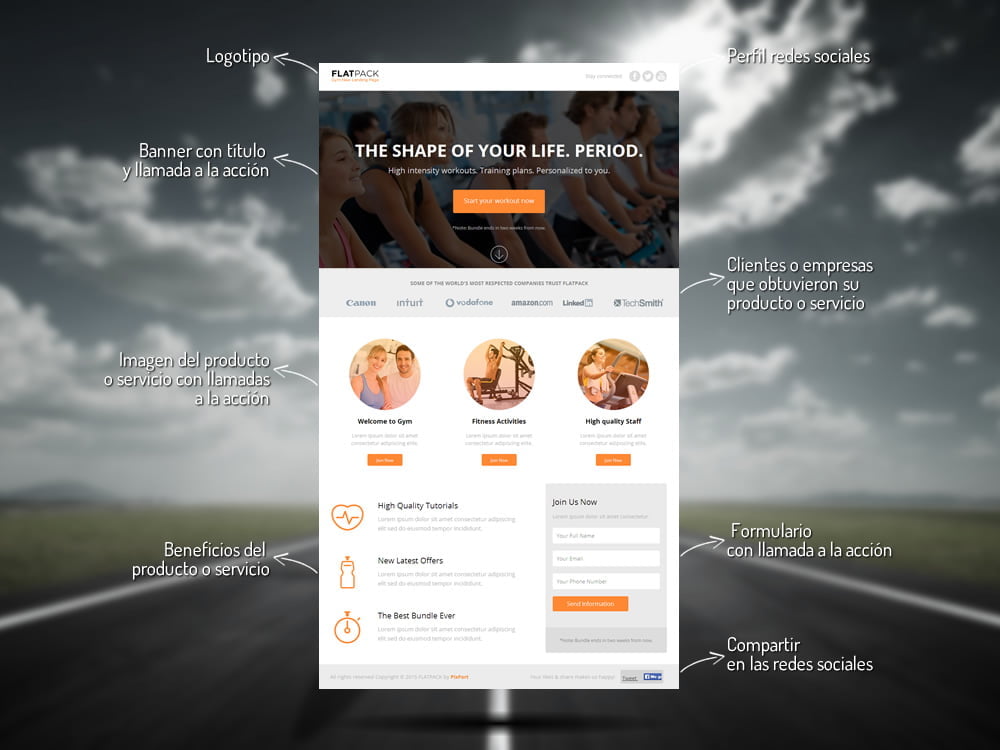 Ejemplo de Landing Page Ejemplo de diseño de landing page orientada a la conversión