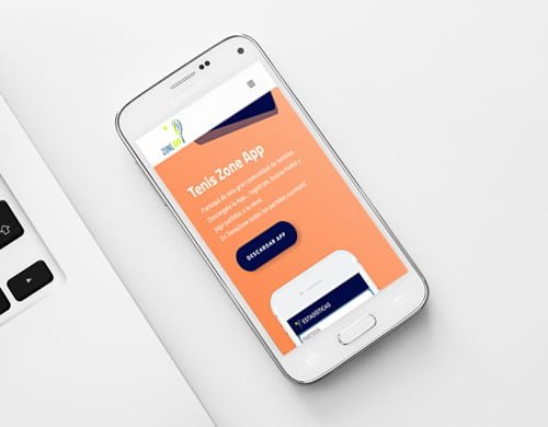 Landing page Tenis Zone App
