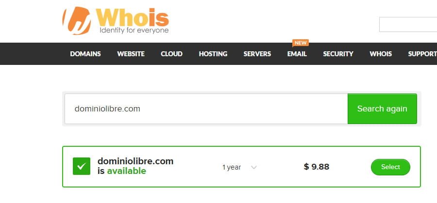 Como saber si un dominio está disponible en Whois