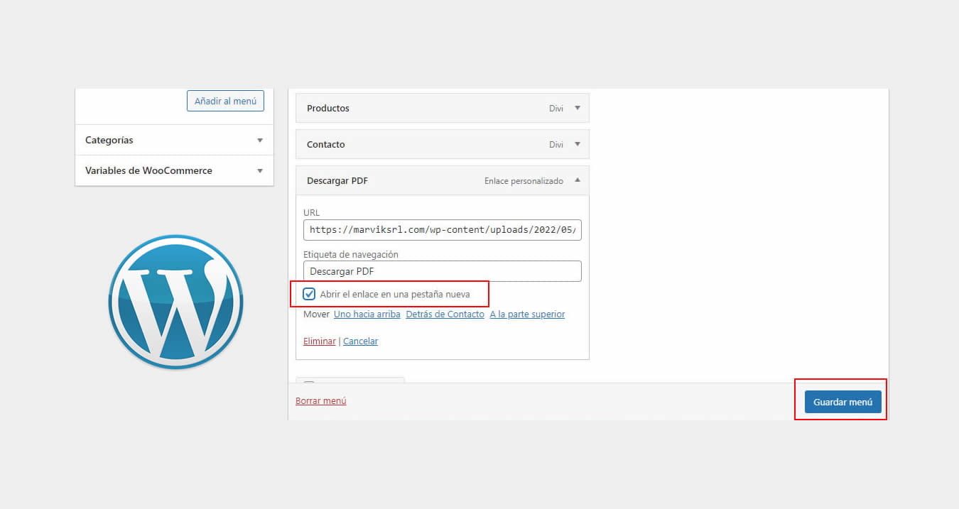Cómo agregar PDF al menú WordPress